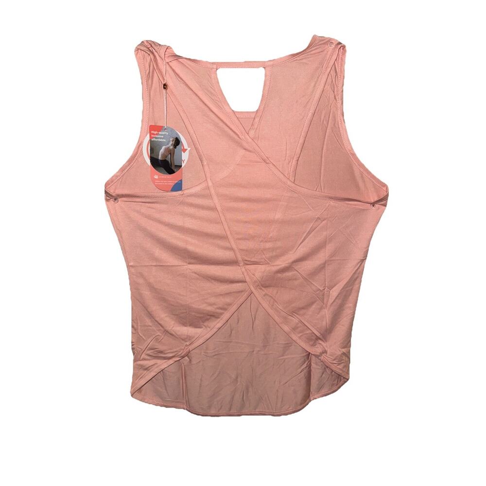 NWT AS ROSE RICH Workout Tank Women Yoga Crossover Racerback L Pink